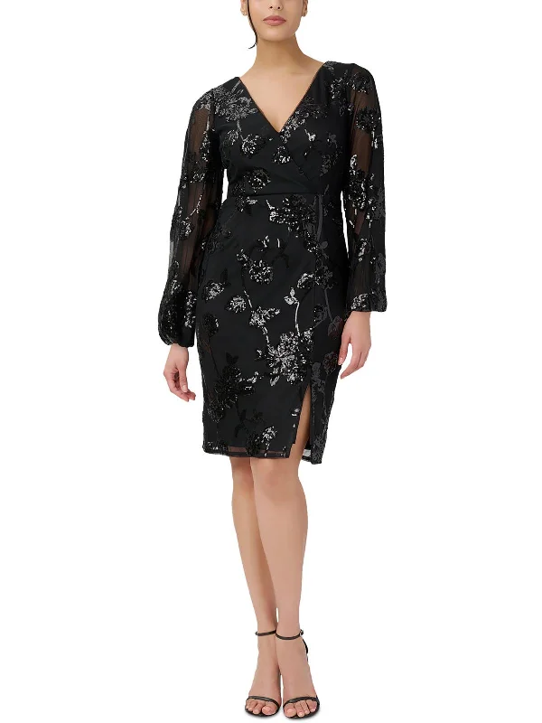Blowout Deals Womens Sequined Knee-Length Cocktail and Party Dress