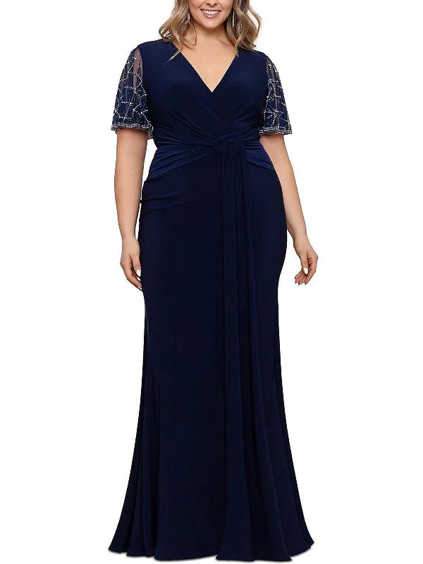 Epic Deals Plus Womens Embellished Maxi Evening Dress