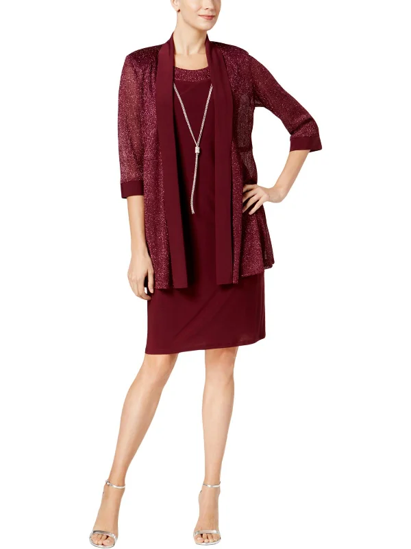 Deal Zone Womens Special Occasion Metallic Dress With Jacket