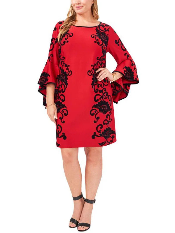 Special Price Plus Womens Velvet Trim Mini Sheath Dress
