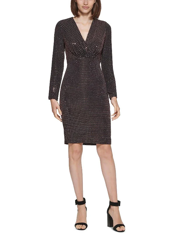 Customer Appreciation Sale Womens Knit Metallic Sheath Dress