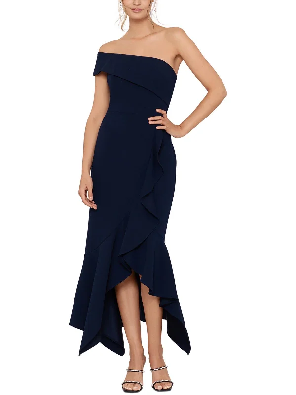 Take Advantage Womens Crepe One Shoulder Evening Dress