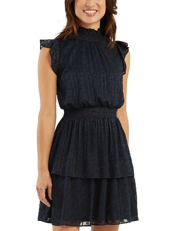 Last Chance Womens Smocked Midi Cocktail and Party Dress