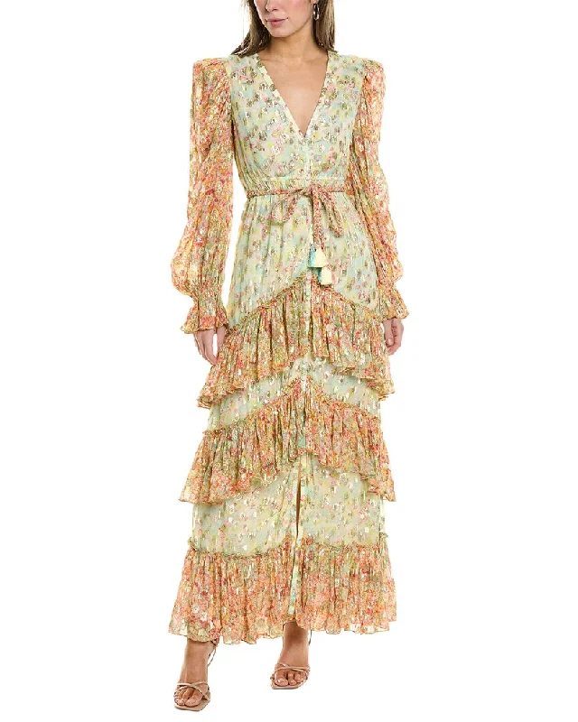 Hurry In Rococo Sand Clip Dot Maxi Dress