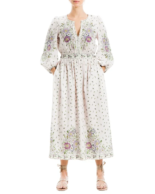 Deal Dash Max Studio Linen-Blend Midi Dress