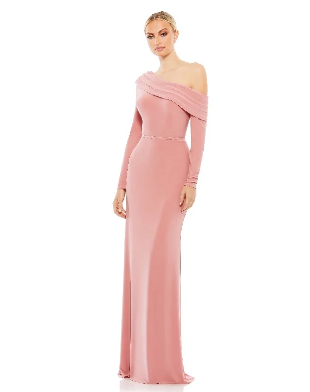Members Only Drop Shoulder Long Sleeve Column Gown