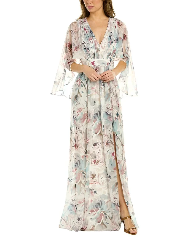 Exclusive Deal Aidan Mattox Pleated Cape Gown