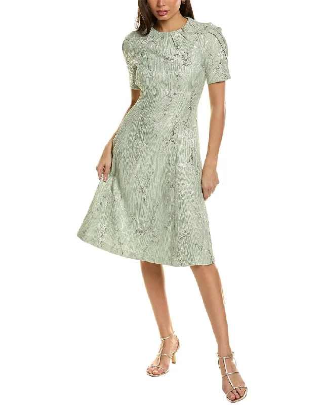 Stock Clearance Teri Jon by Rickie Freeman Metallic Jacquard A-Line Dress