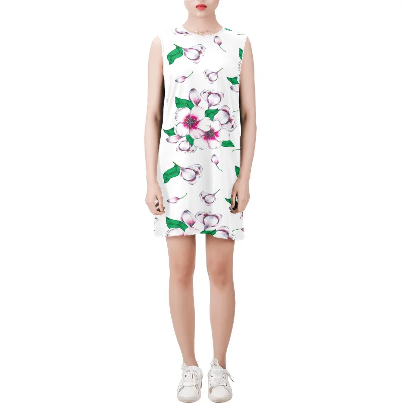 Super Sale Sleeveless Round Neck Shift Dress (Model D51)
