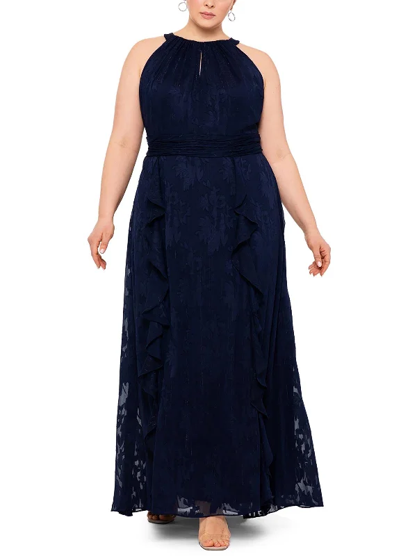 Now or Never Plus Womens Slit Polyester Evening Dress