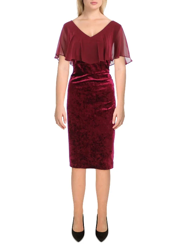 Big Savings Womens Velvet Chiffon Cocktail and Party Dress