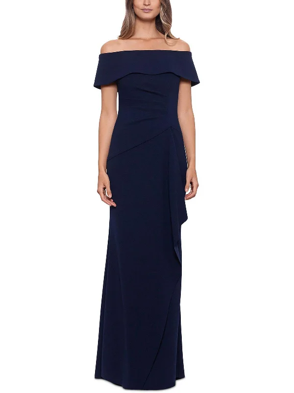 Holiday Sale Petites Womens Off-The-Shoulder Maxi Evening Dress