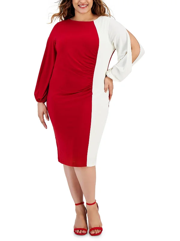Major Savings Plus Womens Office Knee-Length Wear To Work Dress