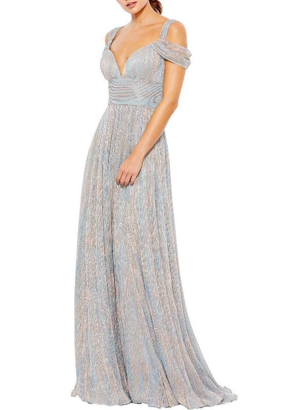 Price Drop Womens Metallic Maxi Evening Dress