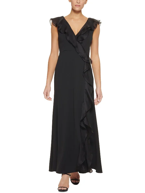 Extra Discounts Womens Surplice Ruffeled Evening Dress