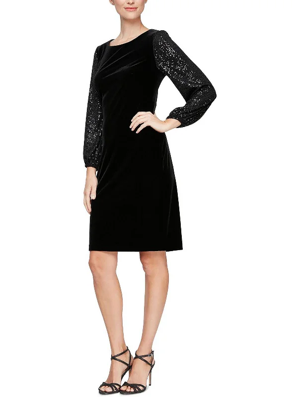 Limited Stock Womens Velvet Sequined Sheath Dress