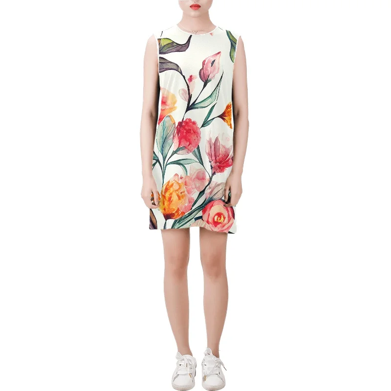Hurry In Sleeveless Round Neck Shift Dress (Model D51)