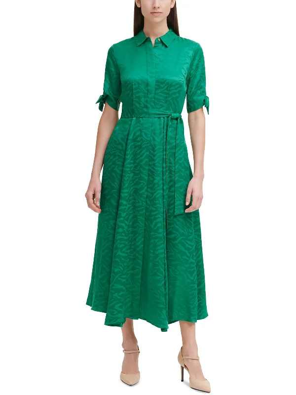 Get It Before It’s Gone Petites Womens Button-down Belt Shirtdress