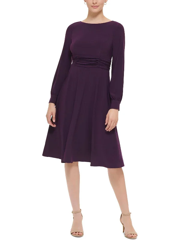 Great Deals Petites Womens Ruched Waist Knee Wear to Work Dress