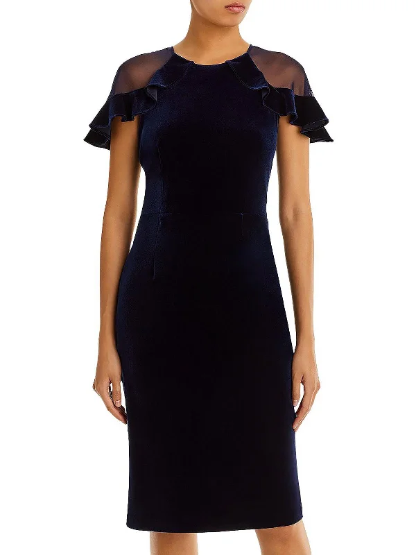 Referral Discount Womens Velvet Knee-Length Cocktail and Party Dress