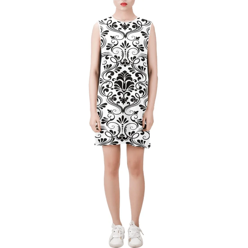 Lowest Prices Sleeveless Round Neck Shift Dress (Model D51)