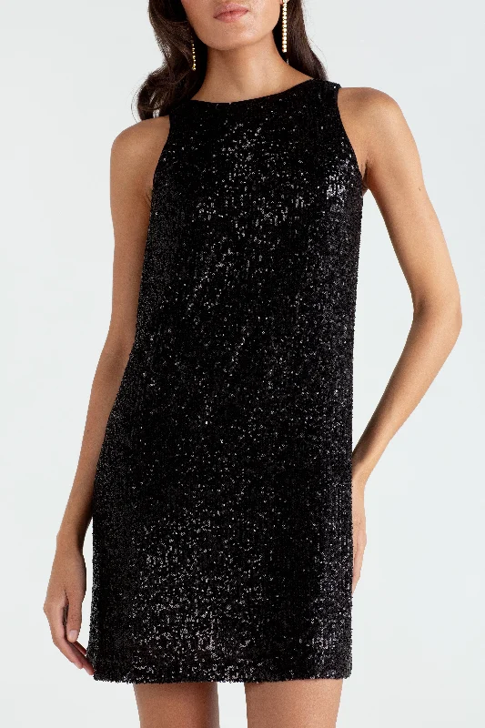 Final Clearance "The Victoria" - Sequin Bow Dress (Black)