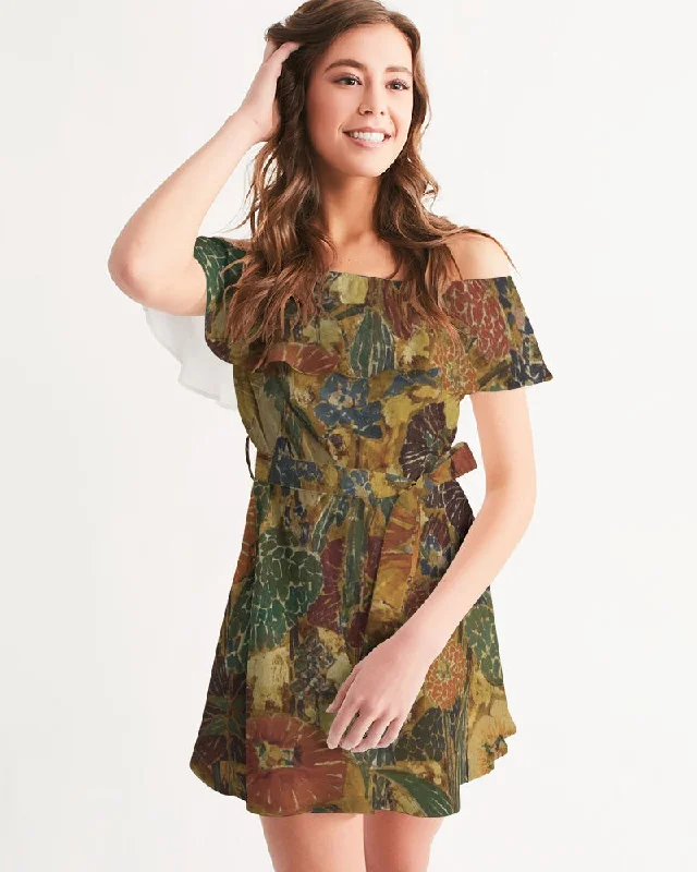 Loyalty Reward Autumn play Women's All-Over Print Off-Shoulder Dress