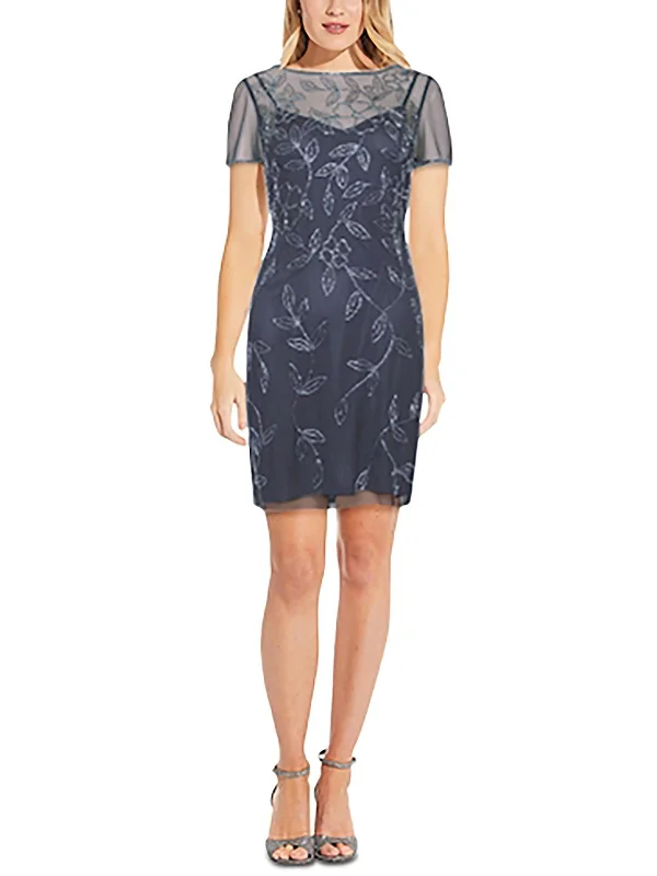 Massive Deals Womens Beaded Mini Cocktail and Party Dress