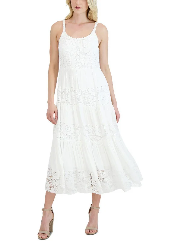 Massive Deals Womens Floral Lace Midi Dress
