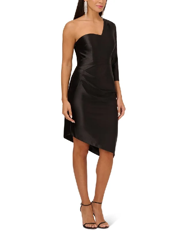 Discount Deals Aidan Mattox One Shoulder Satin Midi Dress