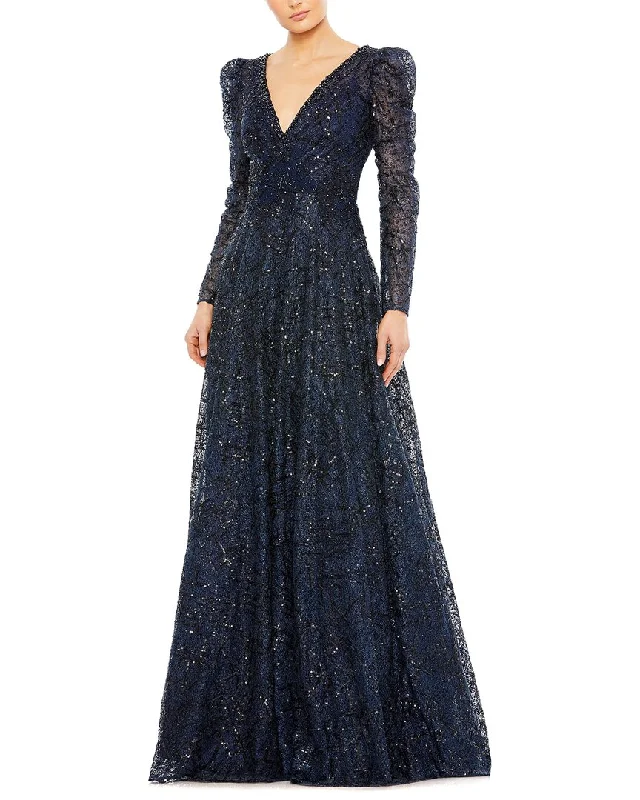 Special Buy Mac Duggal Embellished V Neck A Line Gown