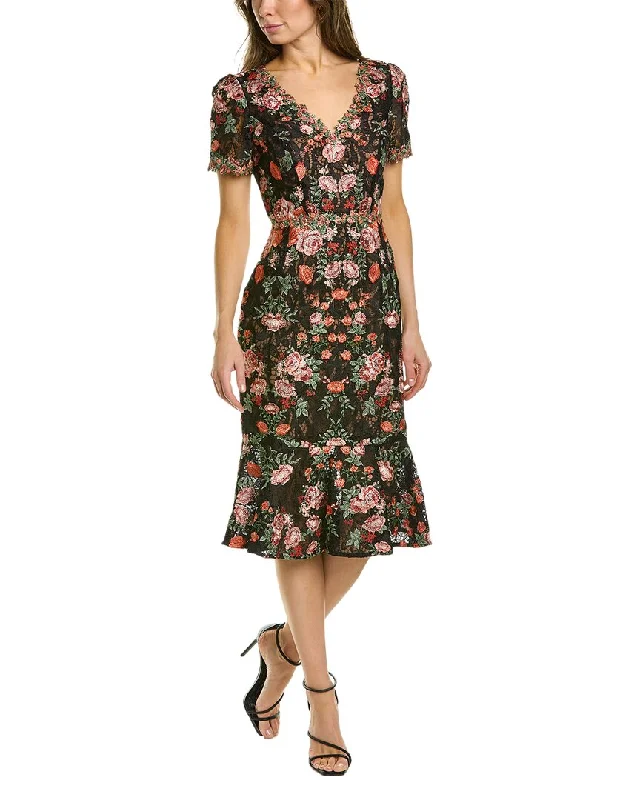 Markdowns Marchesa Notte Floral Midi Dress