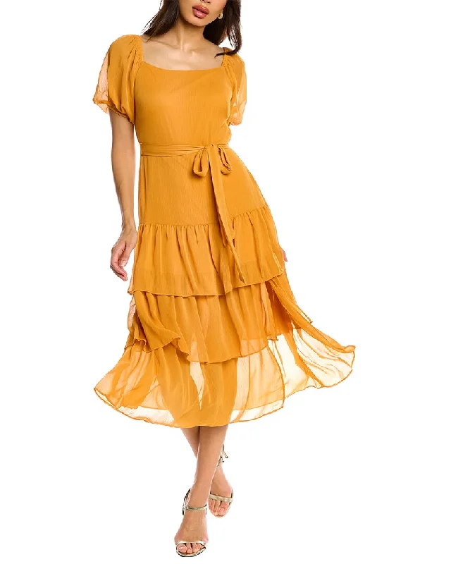Savings Galore MAISON TARA Short Sleeve Solid Serena Midi Dress