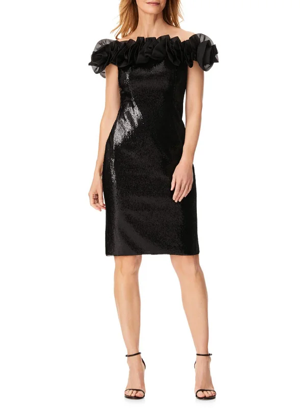 Final Markdown Womens Sequined Off-The-Shoulder Cocktail and Party Dress