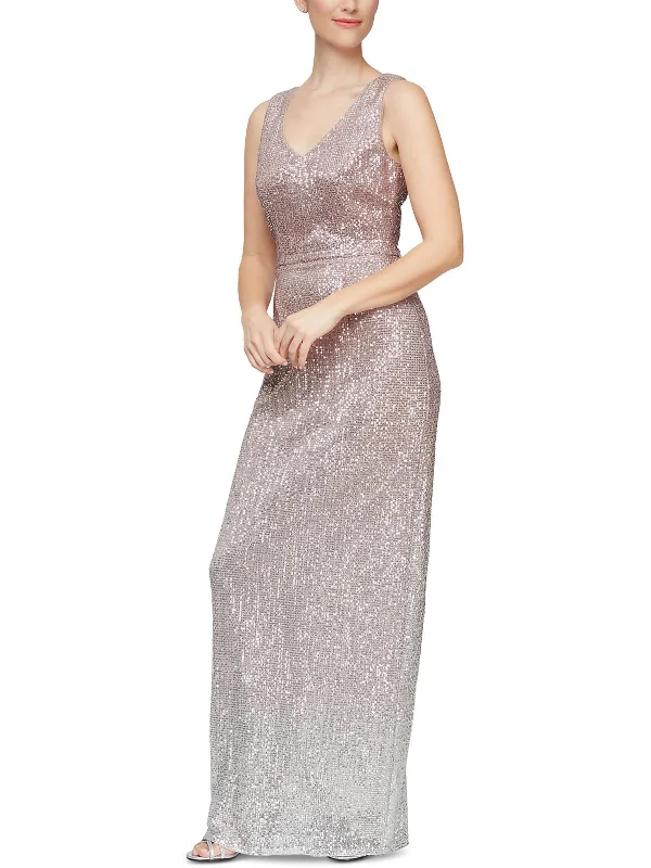 Markdown Madness Womens Sequined Polyester Evening Dress