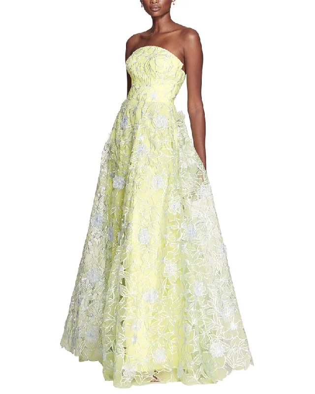 Exclusive Access Marchesa Notte Cutwork 3D Gown