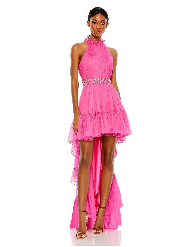 Huge Savings Halter Neck High Low Flowy Gown
