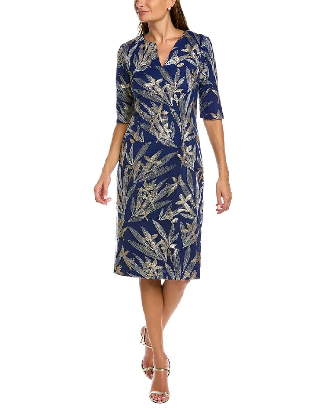 Massive Deals JS Collections Shae Notched V-Neck Midi Dress