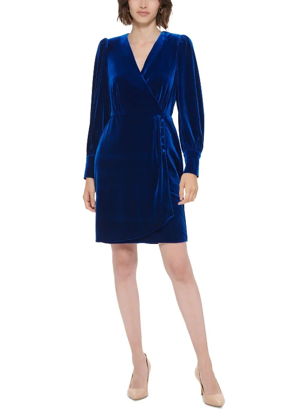 Warehouse Sale Womens Surplice Knee Sheath Dress