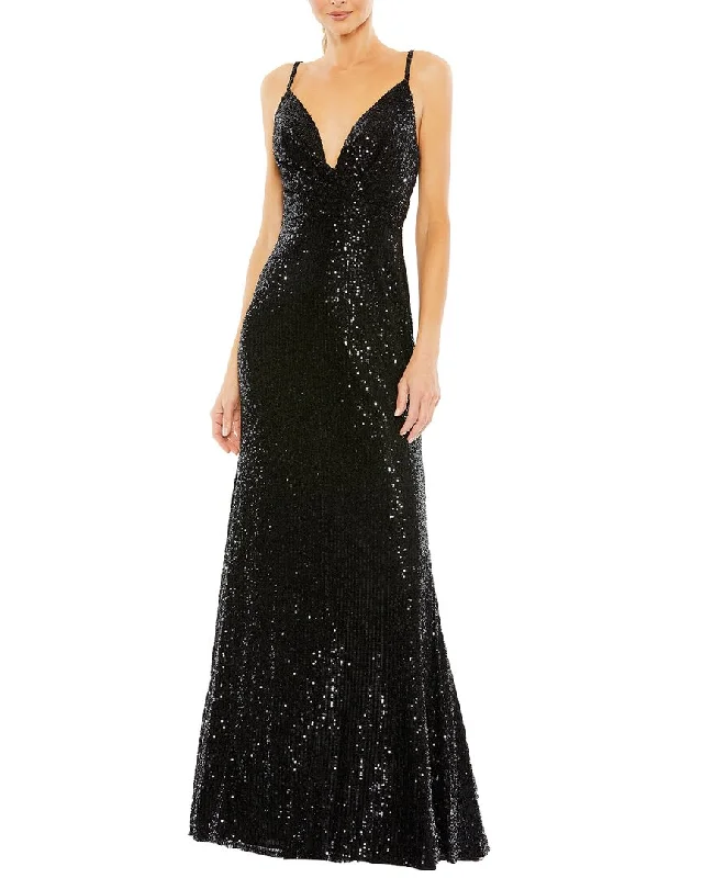 Price Reduction Mac Duggal Sequined Draped V-Neck Gown