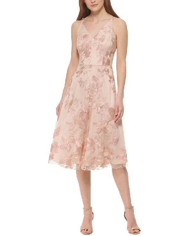 Year-End Clearance Vince Camuto Embroidered Mesh Midi Dress