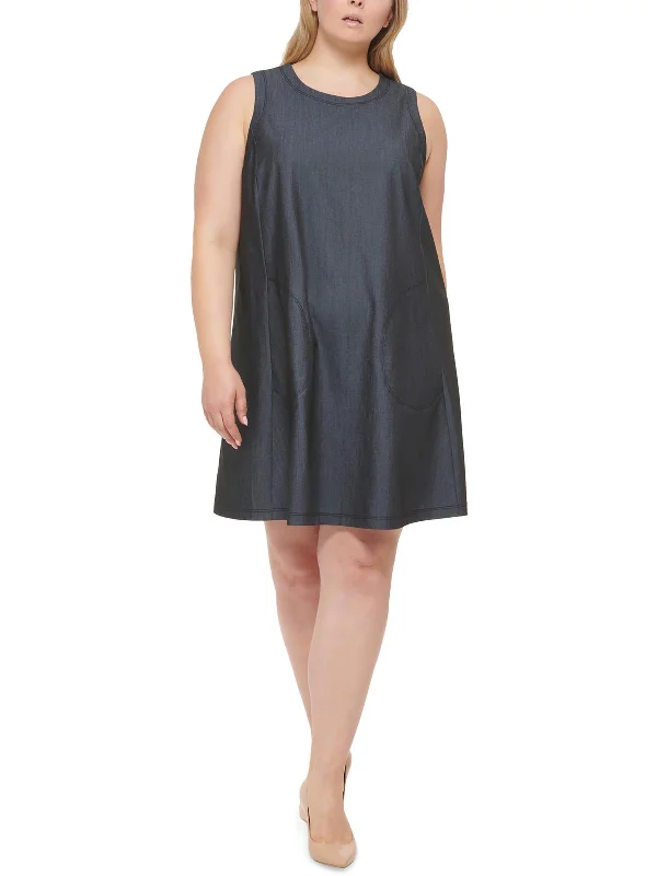 Unbeatable Prices Plus    Womens Denim Midi Shift Dress