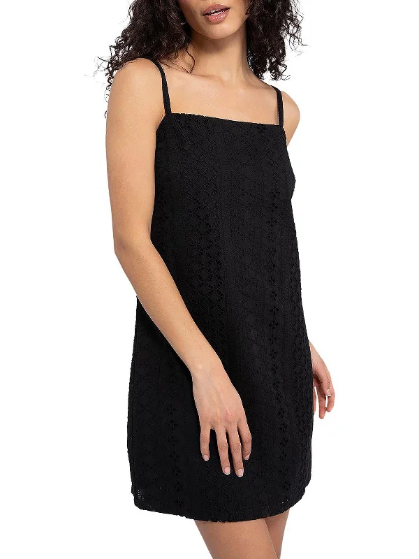 Price Slash Womens Eyelet Short Mini Dress