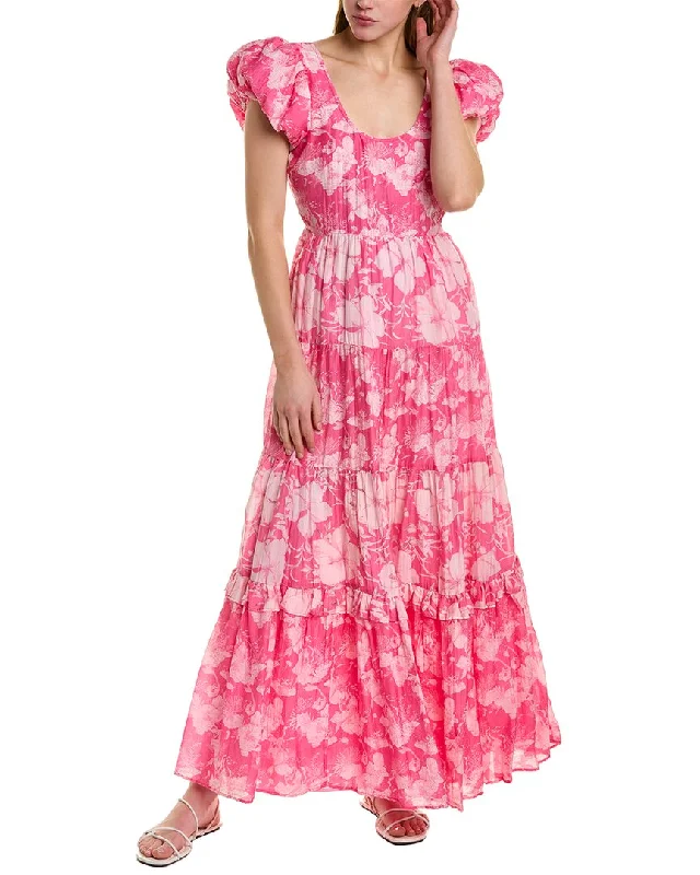 Act Now LoveShackFancy Karalie Silk-Blend Maxi Dress