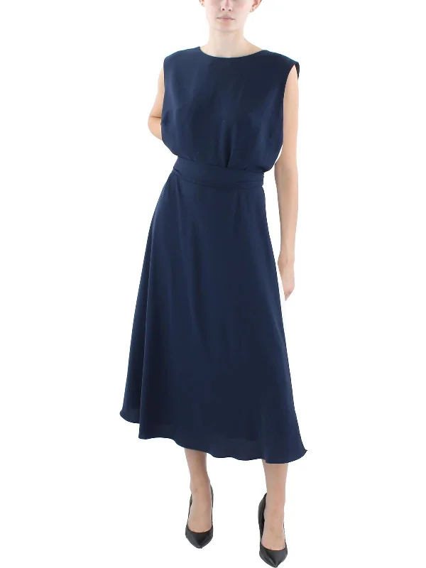 Seasonal Sale Raukty Womens Crepe Colorblock Midi Dress