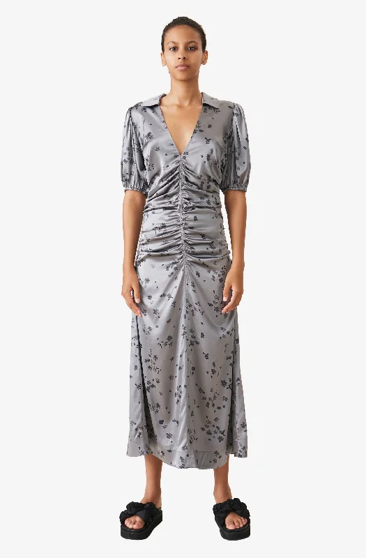 Members Only Silk Stretch Satin Dress - Sharkskin