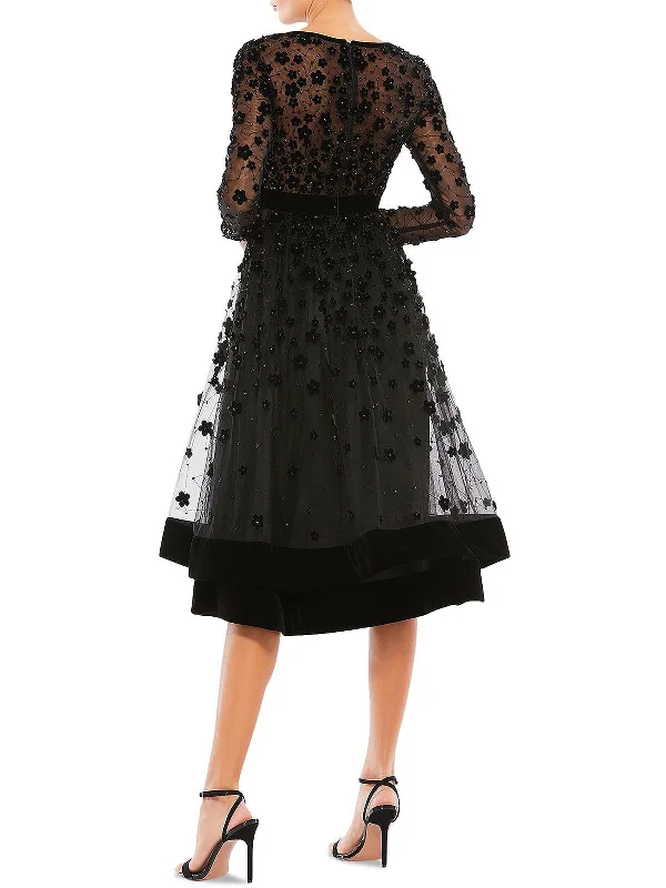 Markdowns Womens Embellished Long Fit & Flare Dress