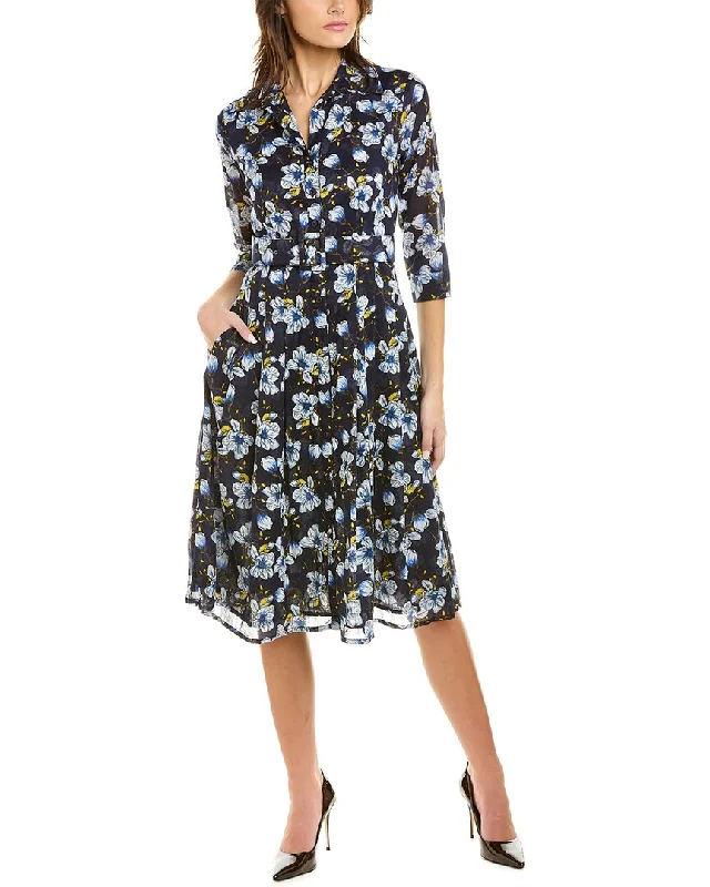 Closeout Samantha Sung Patricia Wool & Silk-Blend Shirtdress