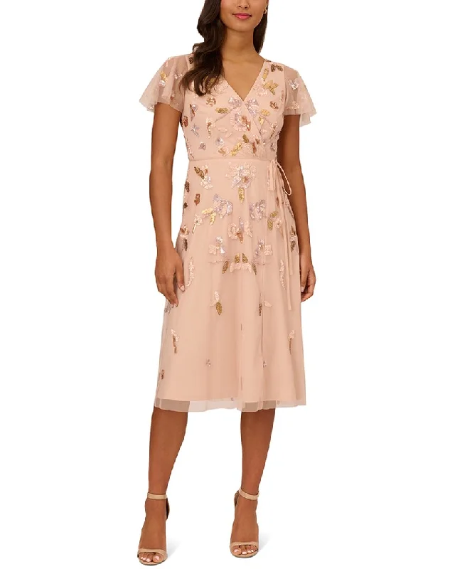 Stock Up and Save Adrianna Papell Faux Wrap Midi Dress