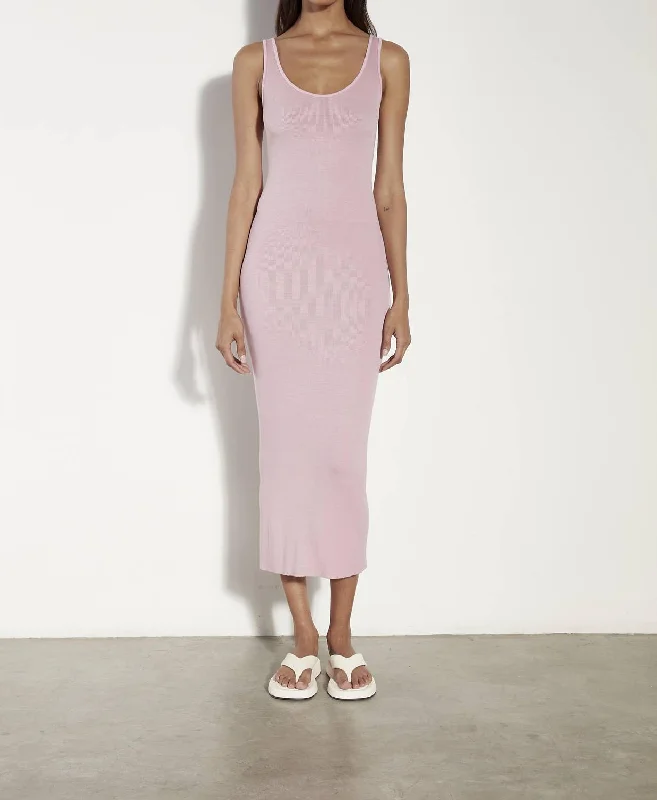 Exclusive Offers Stretch Silk Knit Maxi Tank Dress In Cherry Blossom